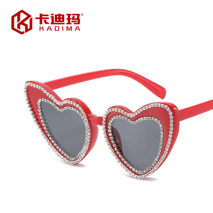 Wholesale love diamond sunglasses peach heart cute JDC-SG-XIa028