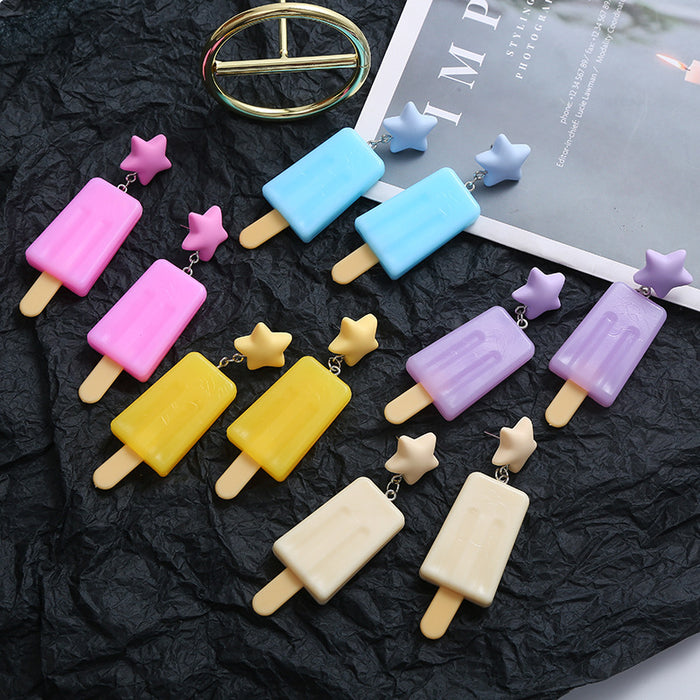 Wholesale earrings plastic summer ice cream candy color stars MOQ≥2 JDC-ES-Chouteng008