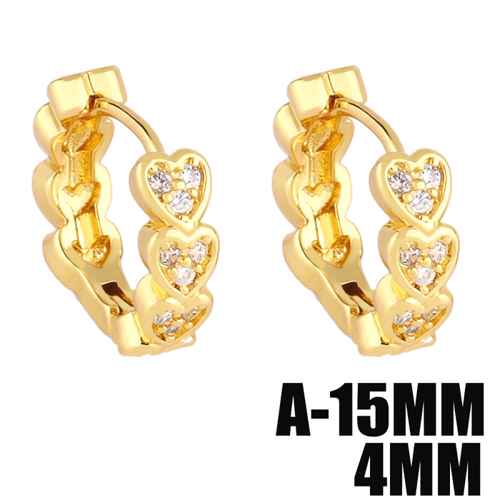 Wholesale Earrings Colored Zircon Heart Ear Cuffs JDC-ES-PREMAS002