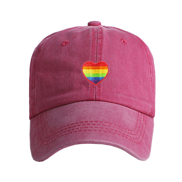 Wholesale rainbow peach heart embroidery baseball cap MOQ≥2 JDC-FT-QiuXi004