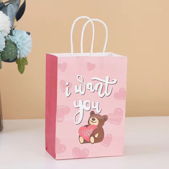 Bolsas de regalo al por mayor Serie Kraft Paper Bear Love Bolsas de regalo portátiles MOQ≥12 JDC-GB-Ganrui022