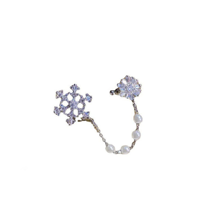 Jewelry WholesaleWholesale diamond set silver snowflake pearl alloy stud earrings JDC-ES-ChiH010 Earrings 池豪 %variant_option1% %variant_option2% %variant_option3%  Factory Price JoyasDeChina Joyas De China