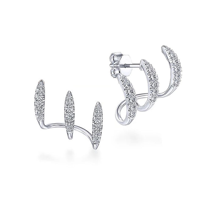 Wholesale Alloy Set Artificial Diamond Three Layer Curved Earrings JDC-ES-XunO001