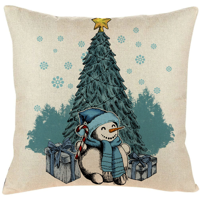 Wholesale Pillowcase Christmas Snowman Linen Print JDC-PW-Yuchuang006