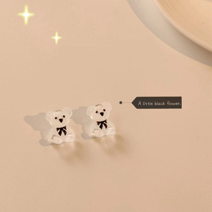Wholesale Earrings Resin Transparent Bear S925 Silver Needle JDC-ES-Shier006