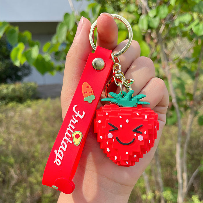 Wholesale Keychains For Backpacks building blocks fruit key chain ring school bag key chain pendant JDC-KC-FeiRun079
