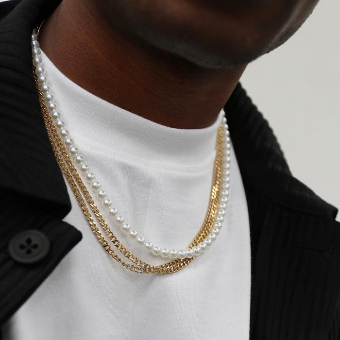 Personalidad al por mayor collar de perlas para hombres hip hop punk jdc-ne-zhuj006