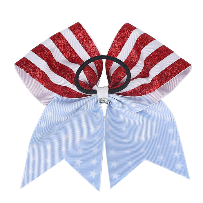 Wholesale 4th of July Independence Day Kids Dovetail Bow Rubber Band JDC-HS-QiuN001