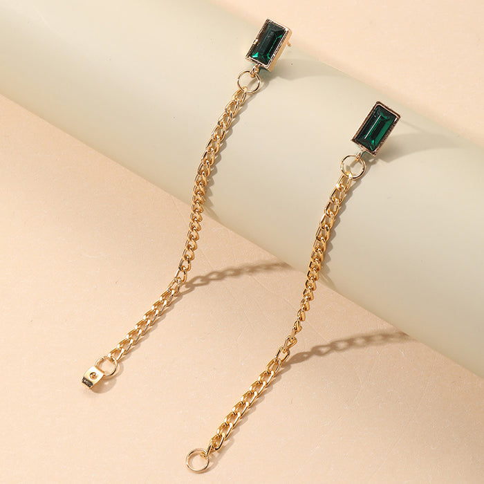 Wholesale Necklaces Alloy Small Square Zircon Necklace Bracelet Earrings Set MOQ≥2 JDC-NE-PuH002
