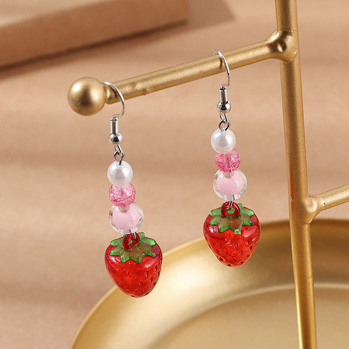 Wholesale earrings plastic sweet red strawberry MOQ≥2 JDC-ES-qz003