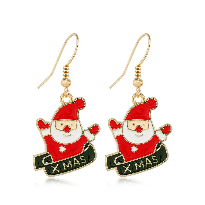 Wholesale Earrings Cartoon Christmas Elk Bells Drip Oil MOQ≥2 JDC-ES-ZL028