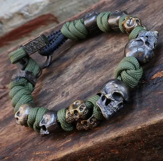 Wholesale Ring Copper Halloween Skull Ring Necklace Bracelet Jewelry Set s925 JDC-RS-YuL001