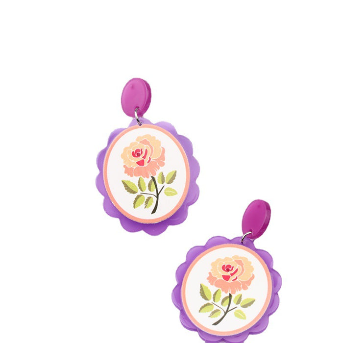 Amor al por mayor Pendientes de hierba de flores de rosa oval