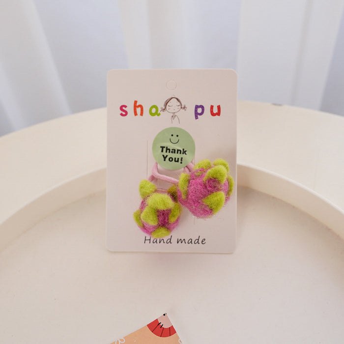 Wholesale Hair Scrunchies Fabric Wool Felt Fruit Children Cute MOQ≥2 JDC-HS-shapu001