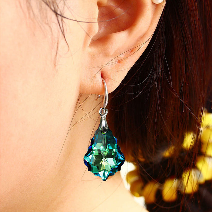 Wholesale Earrings Alloy Artificial Gemstone Austrian Crystal Tourmaline Maple Leaf JDC-ES-JYS026