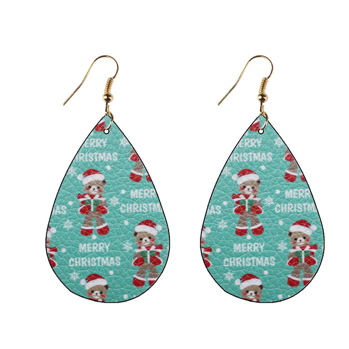 Wholesale Earrings Leather Christmas Drop Shape MOQ≥2 JDC-ES-TianPi026