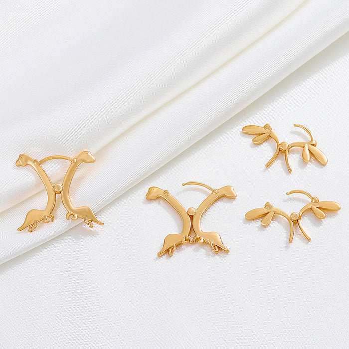Wholesale Earrings Copper Simple Cute Dinosaur Dragonfly JDC-ES-A543