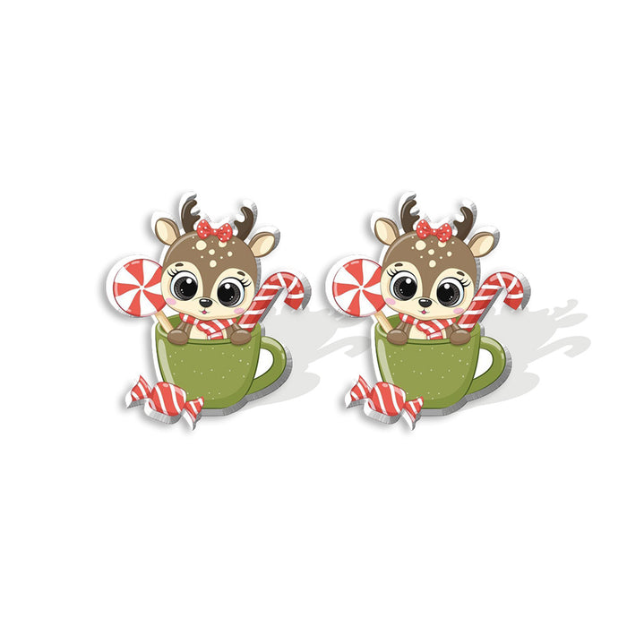 Wholesale Earrings Acrylic Christmas Santa Snowman Cookie Man MOQ≥2 JDC-ES-XiangL033