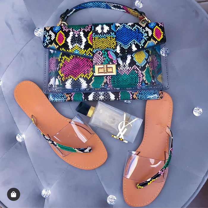 Jewelry WholesaleWholesale Fashion Ladies Snake Print Bag Shoes Set JDC-SP-Shangl003 Sandal 裳履 %variant_option1% %variant_option2% %variant_option3%  Factory Price JoyasDeChina Joyas De China
