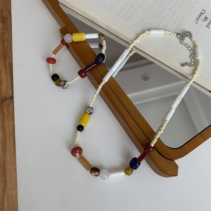 Wholesale Necklace Beads Color Stone Clavicle Chain Jewelry MOQ≥2 JDC-NE-CaiX003