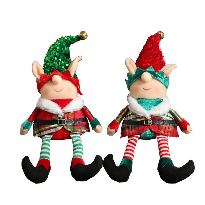 Adornos al por mayor tela elfo de navidad muñeca de piernas largas moq≥2 jdc-os-quy008