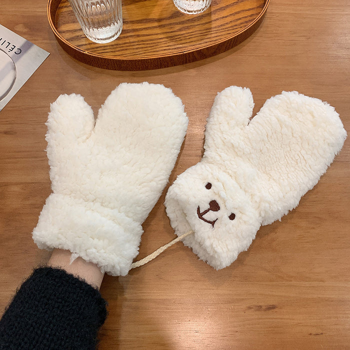 Wholesale Gloves Lamb Velvet Cute Cartoon Bear Plus Velvet To Keep Warm JDC-GS-YuNuo001