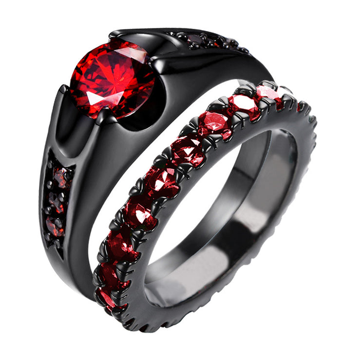 Wholesale Ruby Alloy Pair Rings JDC-RS-YinC003