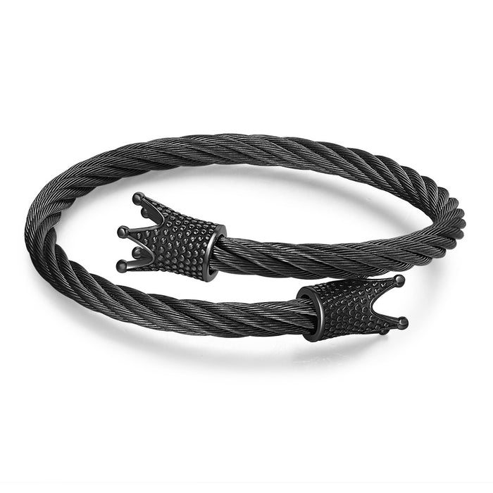 Wholesale Titanium Steel Jewelry Twist Braided Wire Open Bracelet JDC-BT-Zhuji004