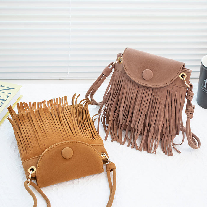 Wholesale Shoulder Bags PU Leather Tassel Personality Small Square Bag Retro Ethnic Style JDC-SD-GHPQ006
