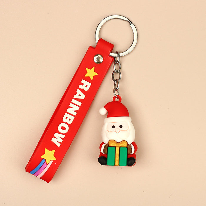Keychins al por mayor PVC Regalos de Navidad Cartoon Santa Claus Moq≥2 JDC-KC-Honga001