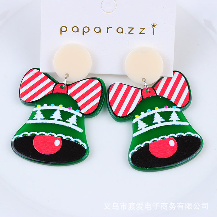 Wholesale Christmas Tree Cartoon Gift Socks Contrast Color Embossed Print Earrings JDC-ES-DUAI019