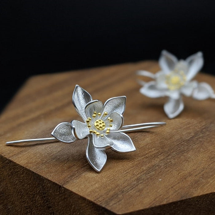Pendientes de flores de loto de plata vintage al por mayor JDC-es-chenyou003