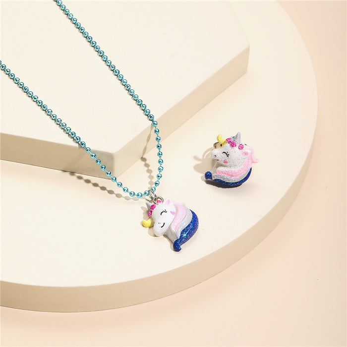 Wholesale Necklace Resin Cute Cartoon Kids Ring Set JDC-NE-ZhuoM013
