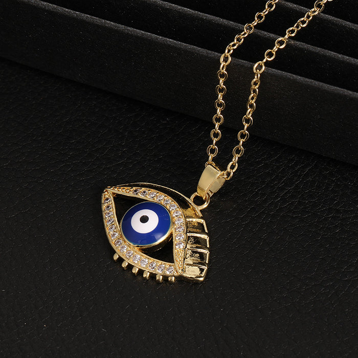 Wholesale Necklaces Copper Zircon Devil's Eye MOQ≥2 JDC-NE-ShangY021