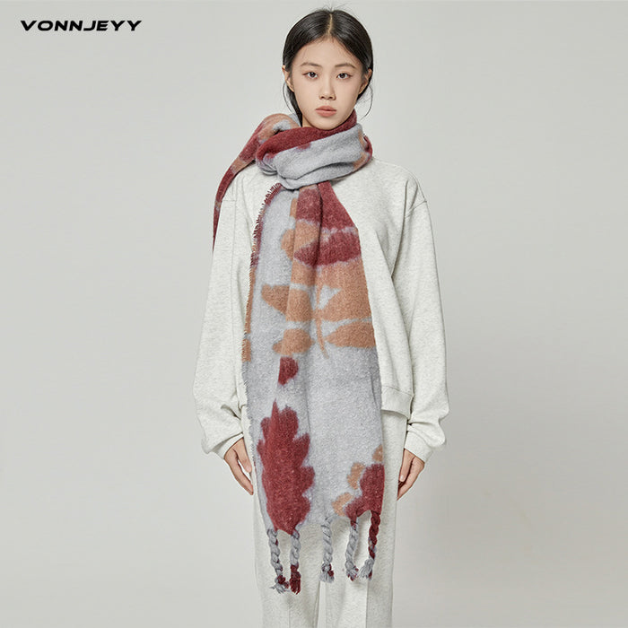 Wholesale Scarf Imitation Cashmere Winter Thickening Shawl Tassel Color Blocking JDC-SF-Zhongyi013