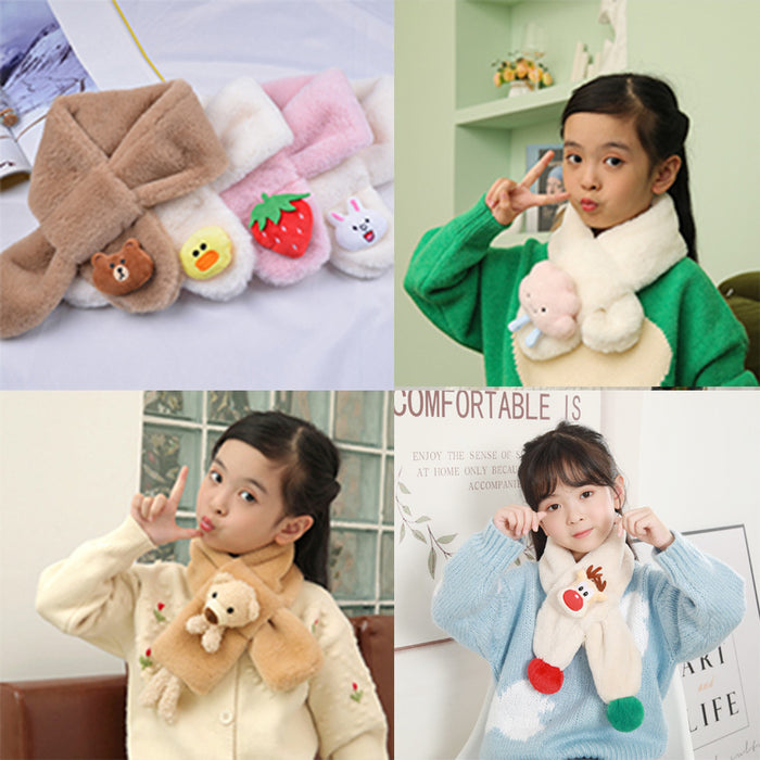 Wholesale Scarf Polyester Imitation Rabbit Hair Cute Cartoon Solid Color Children MOQ≥2 JDC-SF-RuX001