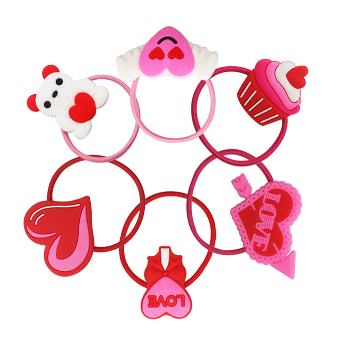 Wholesale Hair Scrunchies PVC Elastic Band Cute Heart Valentine's Day 20pcs (M) JDC-HS-KShou003