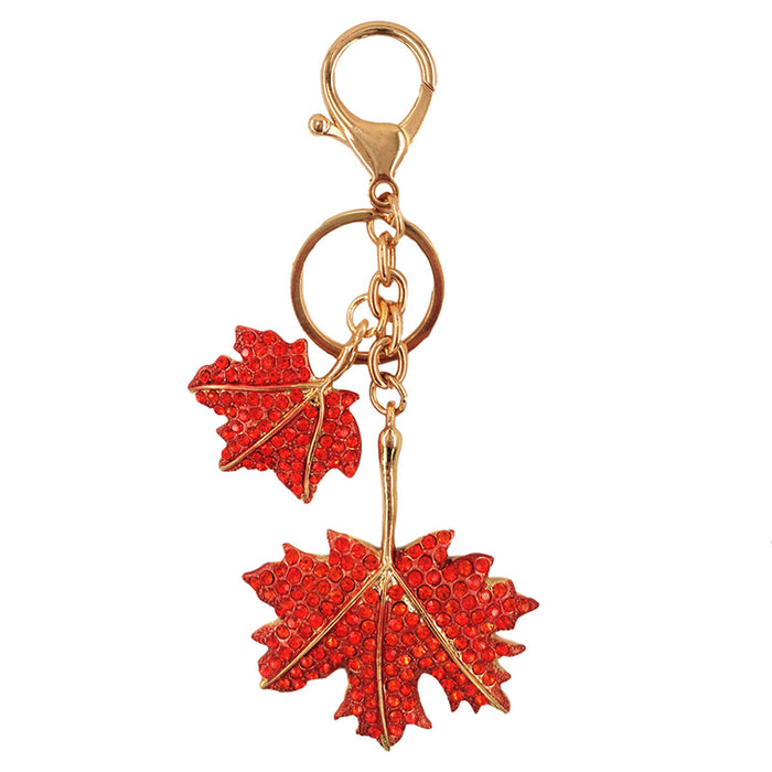 Wholesale Maple Leaf Rhinestone Alloy Keychain MOQ≥2 JDC-KC-ChaoK028