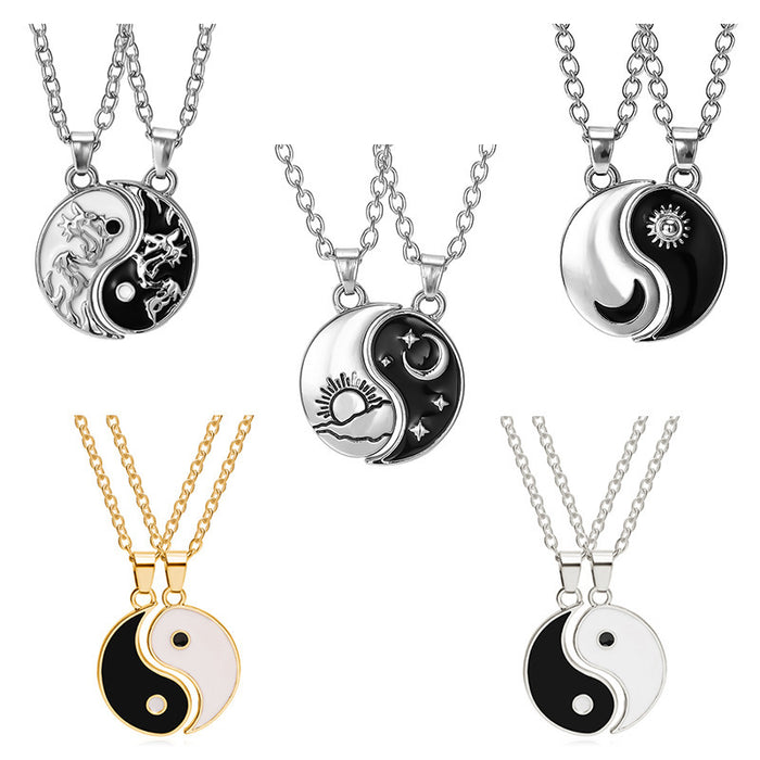 Wholesale Necklace Alloy Diamond Black and White Tai Chi Gossip MOQ≥2 JDC-NE-YinH041