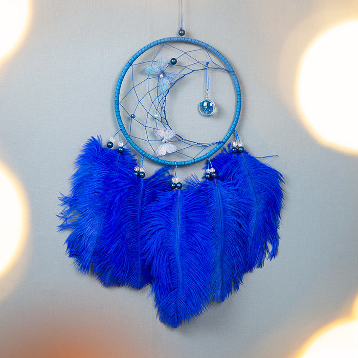 Wholesale Ostrich Feather Butterfly Dreamcatcher Ornament MOQ≥2 JDC-DC-MYing007