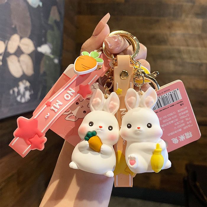 Wholesale Keychains For Backpacks genuine glutinous rice rabbit keychain pendant creative cute bunny couple MOQ≥2 JDC-KC-MSi021