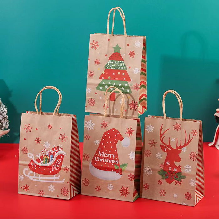 Wholesale Gift Bag Kraft Paper Christmas Tree Elk Party Gift Bag MOQ≥12 JDC-GB-Ganrui016