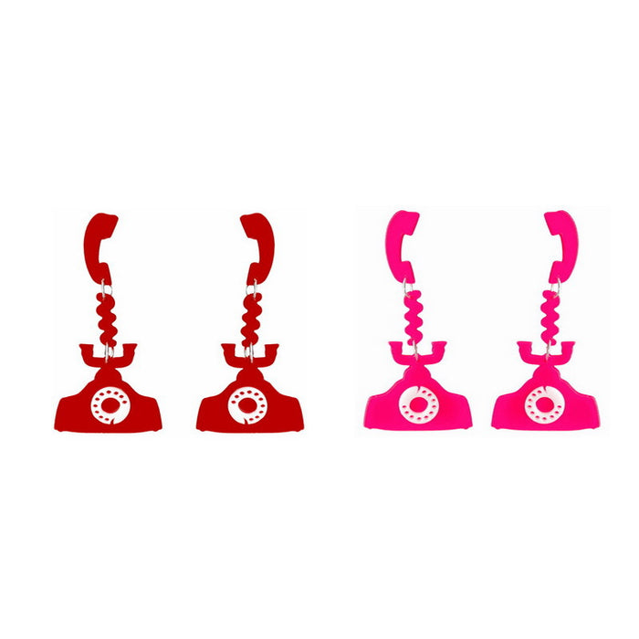 Wholesale earrings acrylic retro phone funny MOQ≥2 JDC-ES-XUEP051