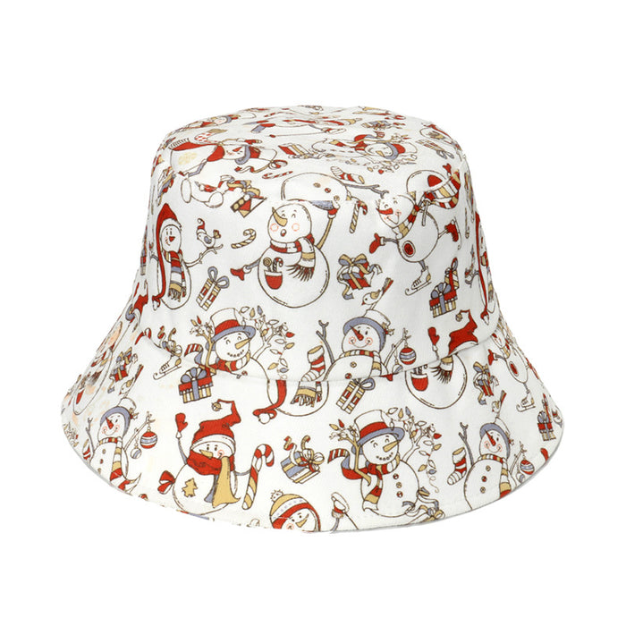 Wholesale Hat Santa Claus Fawn Snowman Print Pot Hat MOQ≥2 JDC-FH-YuanB004