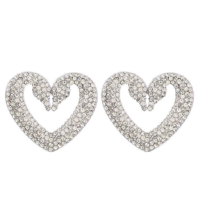 Wholesale exaggerated love shaped alloy diamond diamond earrings JDC-ES-JL965