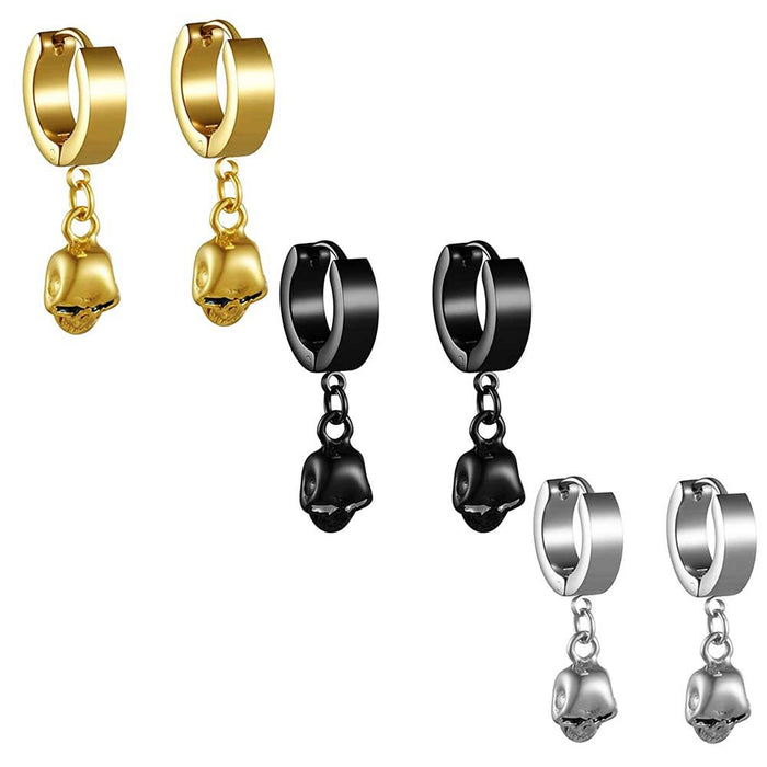 Wholesale Earrings Metal Stainless Steel Skull Earrings MOQ≥2 JDC-ES-JiM004