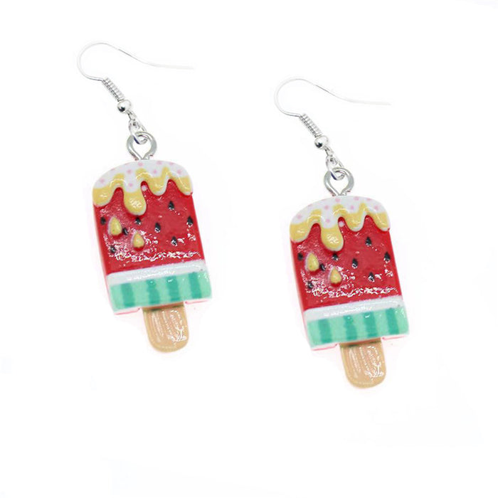 Wholesale Earrings Plastic Fruit Ice Cream Popsicle Watermelon MOQ≥2 JDC-ES-DYCh006