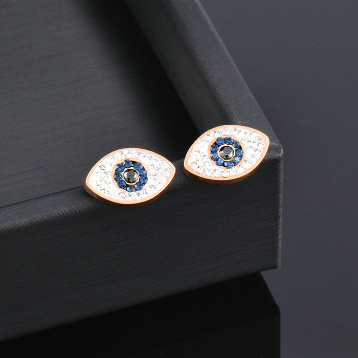 Wholesale Earrings Stainless Steel Super Glitter Diamond Eye Round JDC-ES-KMeng005