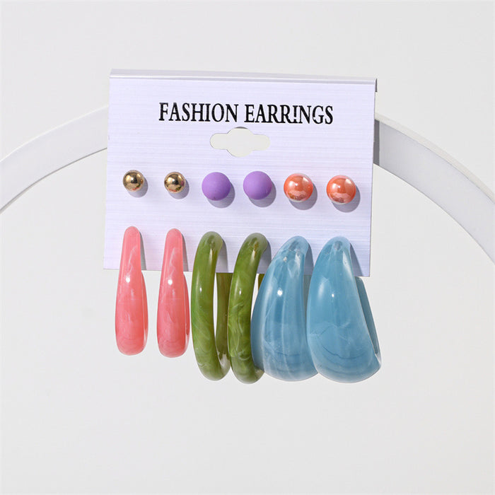 Wholesale Earrings Acrylic Candy Color Exaggerated Combination Set MOQ≥2 JDC-ES-GuTe026