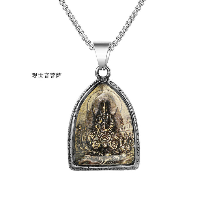 Wholesale Necklace Titanium Steel Thailand Twelve Zodiac Eight Guardian Gods Buddha JDC-NE-ZeX001